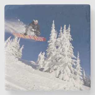 Snowboard-Action im Whitefish Mountain Resort Steinuntersetzer