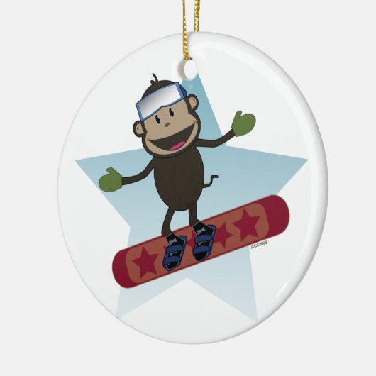 Snowboard-Affeverzierung Keramik Ornament (Links)