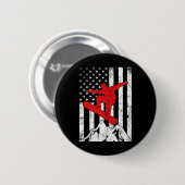 Snowboard American Flag Patriotic Snowboarding Win Button (Vorne & Hinten)