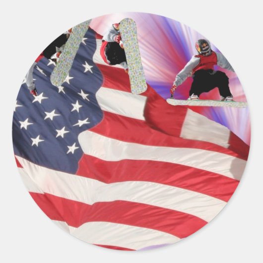 Snowboard American Flag Sticker (Vorderseite)