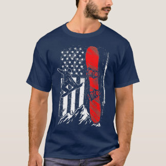Snowboard American Flag Winter Sports Alpine Snowb T-Shirt