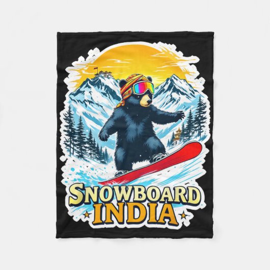 Snowboard-Bär im Landschaftlichen Indien Fleecedecke (Vorderseite)