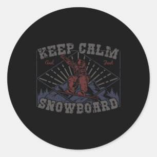 Snowboard Behaltend Ruhe Vintag Retro Snowboarden  Runder Aufkleber