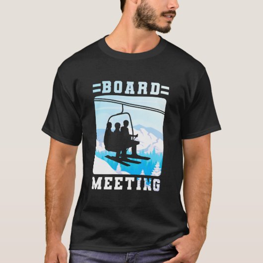 Snowboard Board Meeting Ski Lift Skier Winter Spor T-Shirt (Vorderseite)