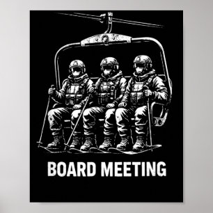 Snowboard-Board-Meeting Ski-Lift-Skifahrer Winter Poster