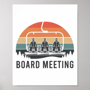 Snowboard-Board-Meeting-Skilift-Skifahrer-Wintersp Poster