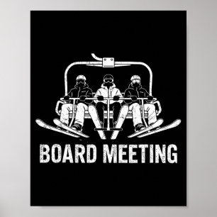 Snowboard Brett Meeting Ski Lift Skifahrer Winters Poster