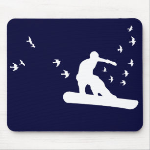 Snowboard. Brett mit Vögeln. Mousepad