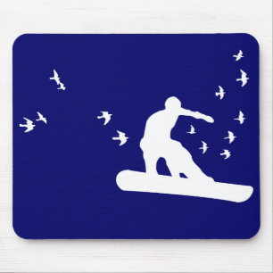 Snowboard. Brett mit Vögeln. Mousepad