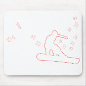 Snowboard. Brett mit Vögeln. rote Kontur. Mousepad (Vorne)