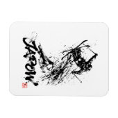 Snowboard Brush Art - Skier jump Magnet (Horizontal)