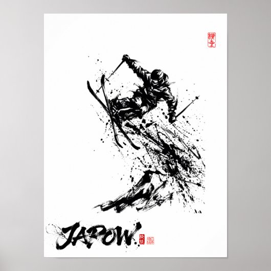 Snowboard Brush Art - Skier Jump Poster (Vorne)