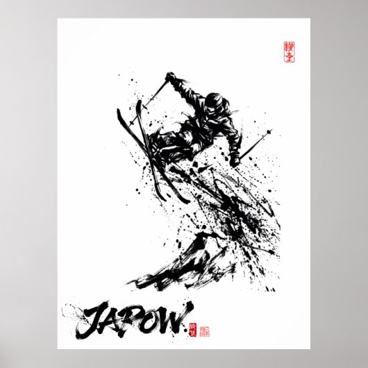 Snowboard Brush Art - Skier Jump Poster (Vorne)