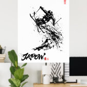 Snowboard Brush Art - Skier Jump Poster (Heimbüro)