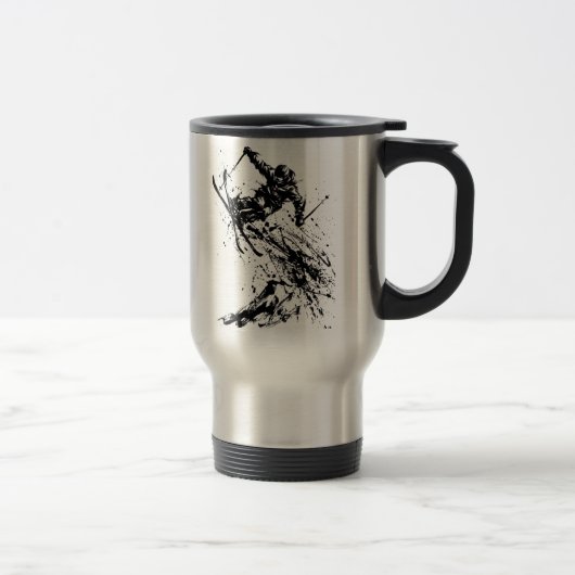 Snowboard Brush Art - Skier Jump Reisebecher (Rechts)
