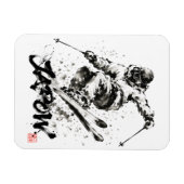 Snowboard Brush Art - Skier Light Magnet (Horizontal)