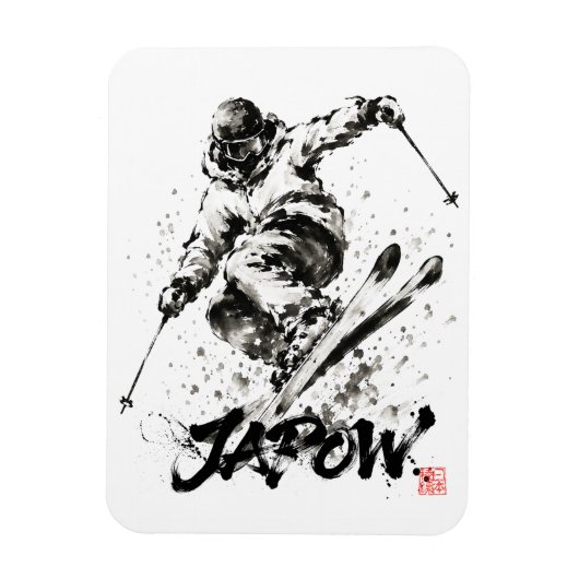 Snowboard Brush Art - Skier Light Magnet (Vertikal)