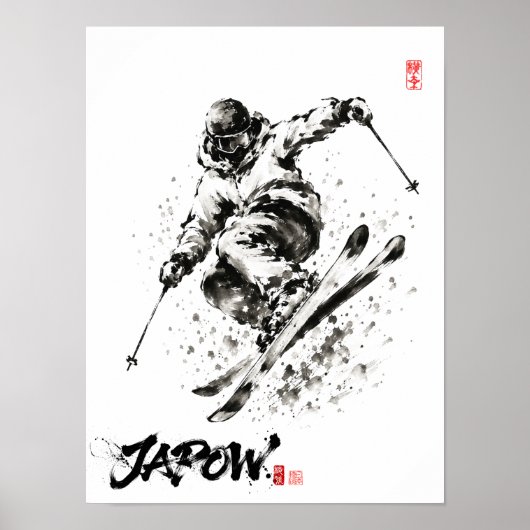Snowboard Brush Art - Skier light Poster (Vorne)