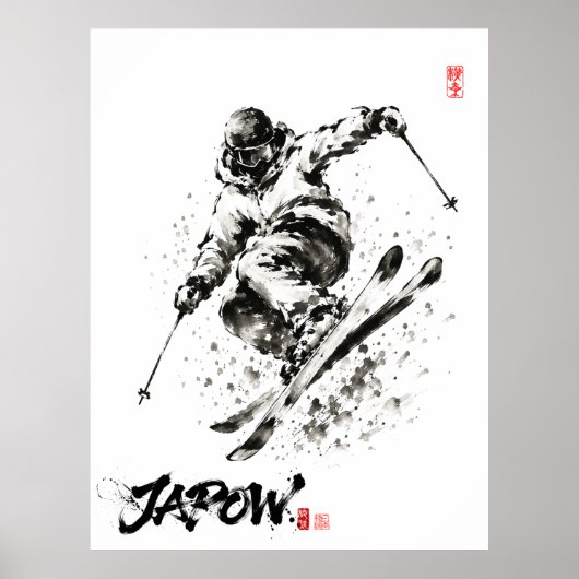 Snowboard Brush Art - Skier light Poster (Vorne)