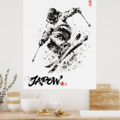 Snowboard Brush Art - Skier light Poster (Küche)