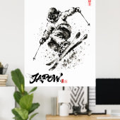 Snowboard Brush Art - Skier light Poster (Heimbüro)