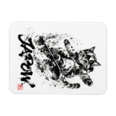 Snowboard Brush Art - Snowboarder cat Magnet (Horizontal)