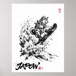 Snowboard Brush Art - Snowboarder Dog Husky ポスター Poster