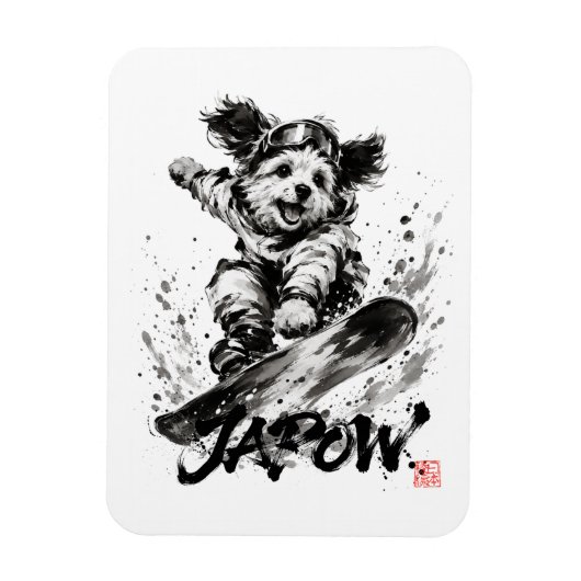 Snowboard Brush Art - Snowboarder Dog Magnet (Vertikal)