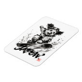 Snowboard Brush Art - Snowboarder Dog Magnet (Linke Seite)