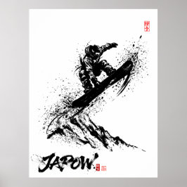 Snowboard Brush Art - Snowboarder Grab Jump Poster