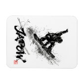 Snowboard Brush Art - Snowboarder Grab Magnet (Horizontal)