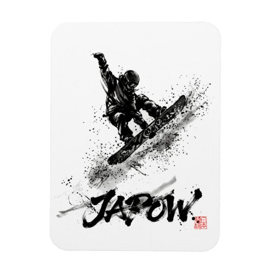 Snowboard Brush Art - Snowboarder Grab Magnet (Vertikal)