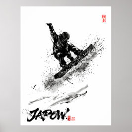 Snowboard Brush Art - Snowboarder Grab Poster
