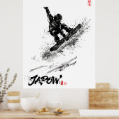 Snowboard Brush Art - Snowboarder Grab Poster (Küche)