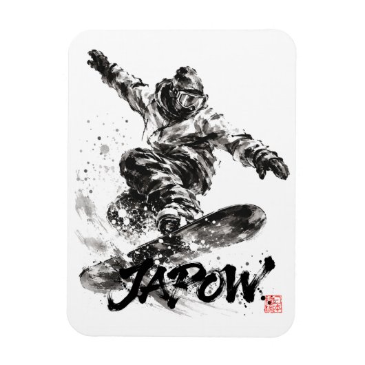 Snowboard Brush Art - Snowboarder Light Magnet (Vertikal)