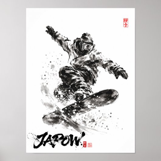 Snowboard Brush Art - Snowboarder light Poster (Vorne)