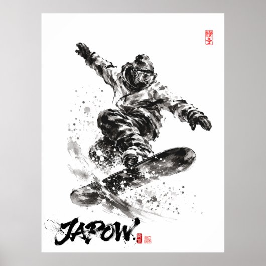Snowboard Brush Art - Snowboarder light Poster (Vorne)