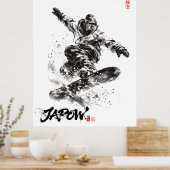 Snowboard Brush Art - Snowboarder light Poster (Küche)
