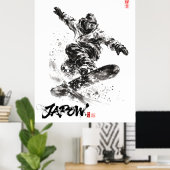 Snowboard Brush Art - Snowboarder light Poster (Heimbüro)