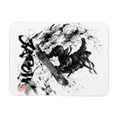 Snowboard Brush Art - Snowboarder Ninja Magnet (Horizontal)
