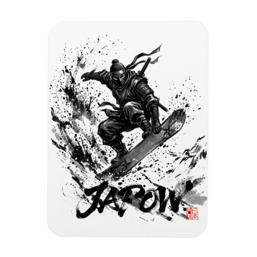 Snowboard Brush Art - Snowboarder Ninja Magnet (Vertikal)