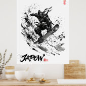 Snowboard Brush Art - Snowboarder Ninja Poster (Küche)