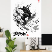 Snowboard Brush Art - Snowboarder Ninja Poster (Heimbüro)