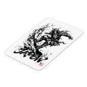 Snowboard Brush Art - Snowboarder Samurai Magnet (Linke Seite)