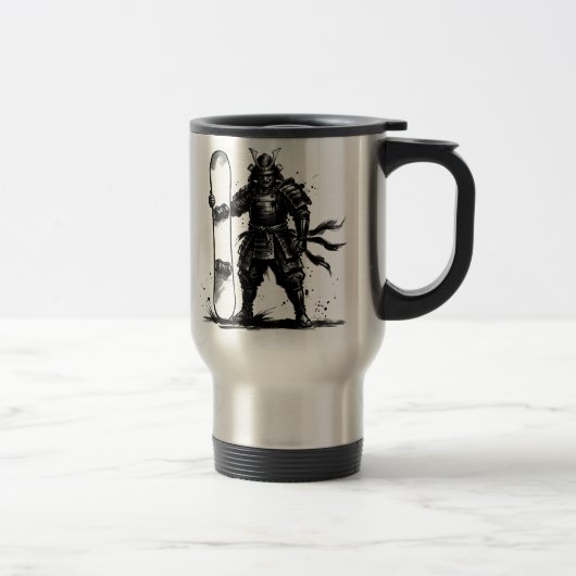 Snowboard Brush Art - Snowboarder Standing Samurai Reisebecher (Rechts)