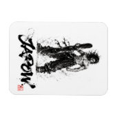 Snowboard Brush Art - Standing Samurai Musashi Magnet (Horizontal)