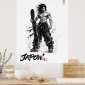 Snowboard Brush Art - Standing Samurai Musashi Poster (Küche)
