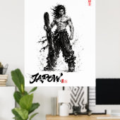 Snowboard Brush Art - Standing Samurai Musashi Poster (Heimbüro)