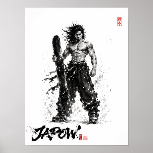 Snowboard Brush Art - Standing Samurai Musashi Poster (Vorne)