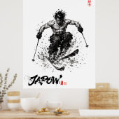 Snowboard Brush Art - Standing Samurai Musashi ski Poster (Küche)